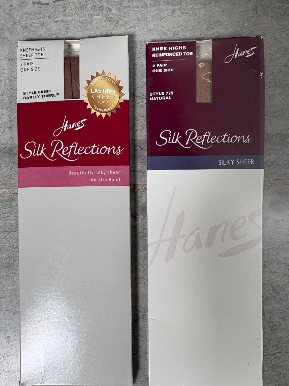 Hanes Silk Reflections Knee High Hosiery Set of 2 - Barely There & Natural NWT